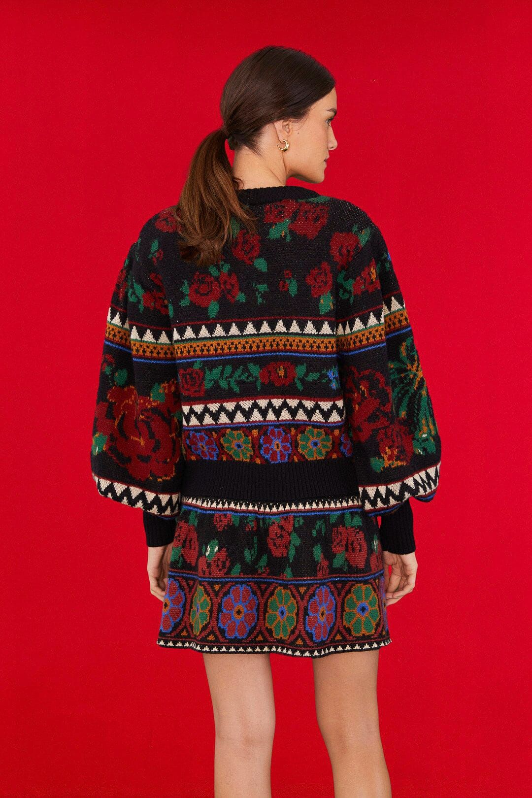 Black Flower Tapestry Embroidered Sweater sold by FARM Rio product image thumbnail 2
