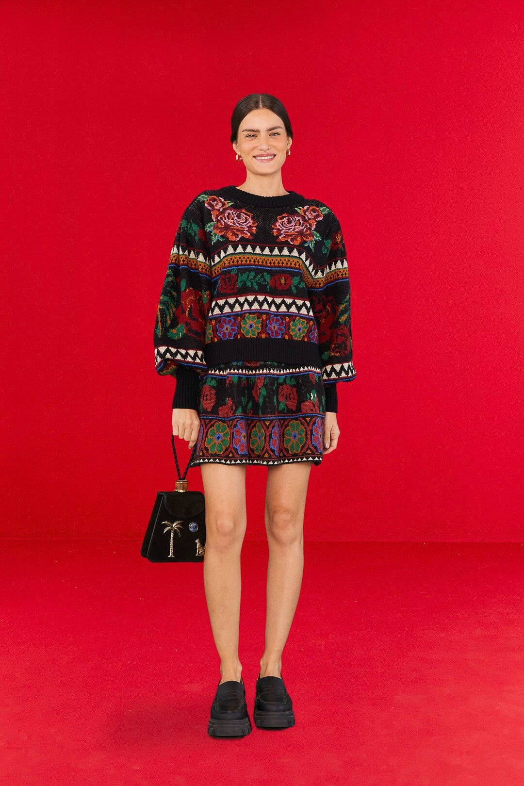 Black Flower Tapestry Embroidered Sweater sold by FARM Rio product image thumbnail 3