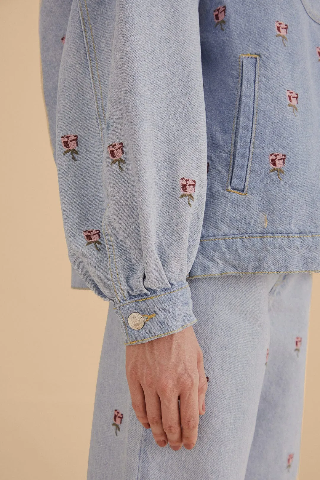 Rose Embroidered Denim Jacket sold by FARM Rio product image thumbnail 5