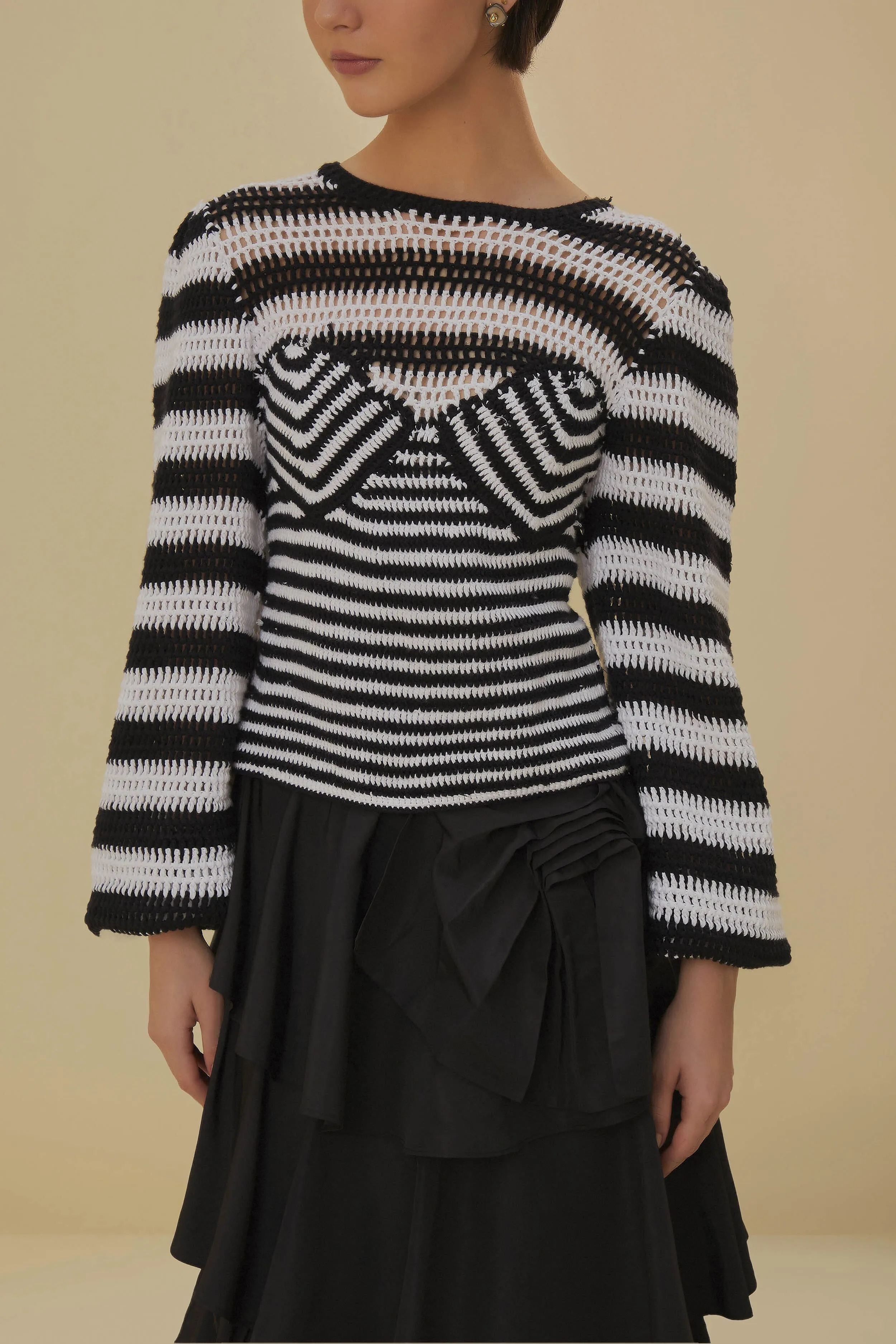 Black and White Stripes Crochet Blouse sold by FARM Rio product image thumbnail 2