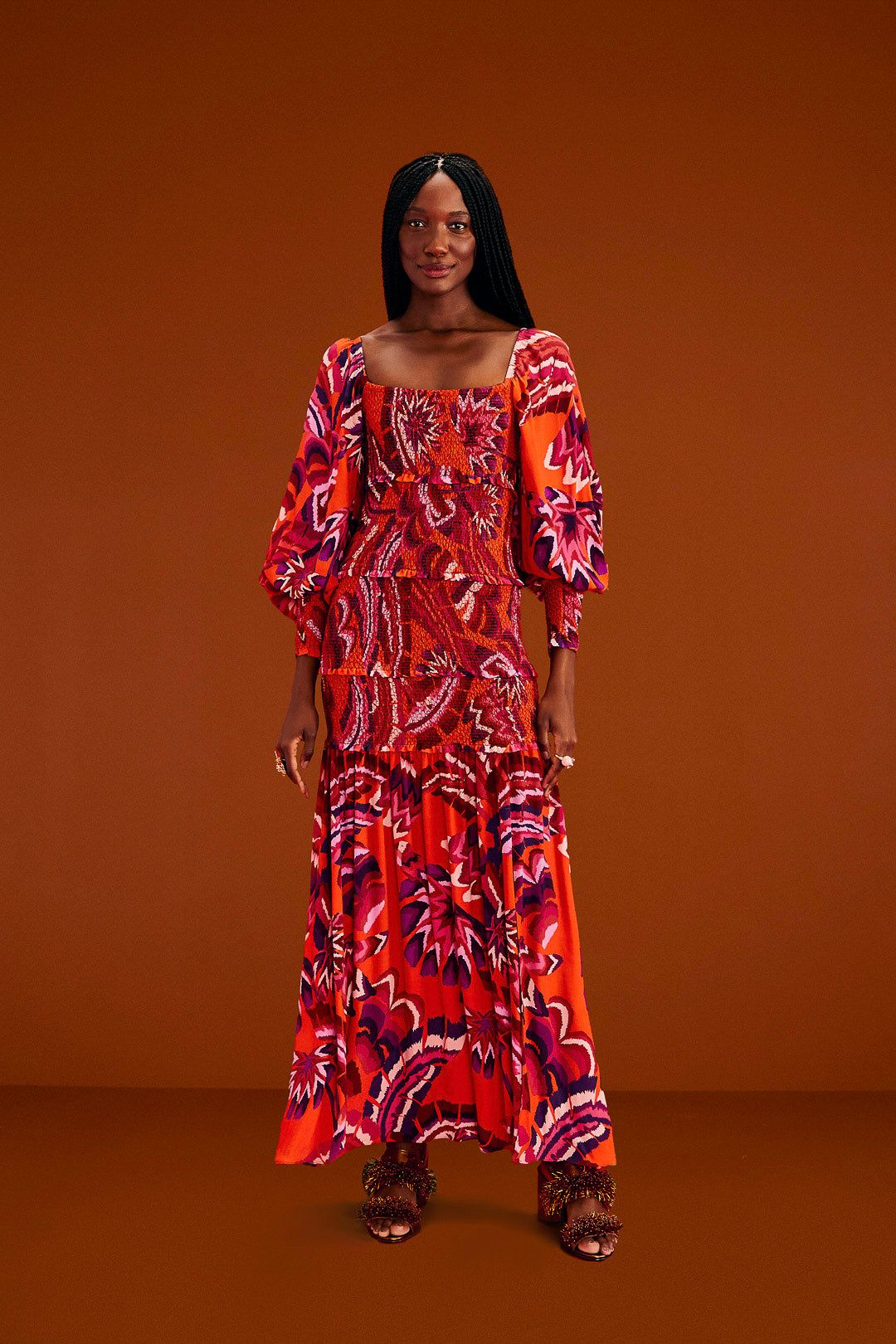Orange Chevron Forest Maxi Dress sold by FARM Rio product image thumbnail 4