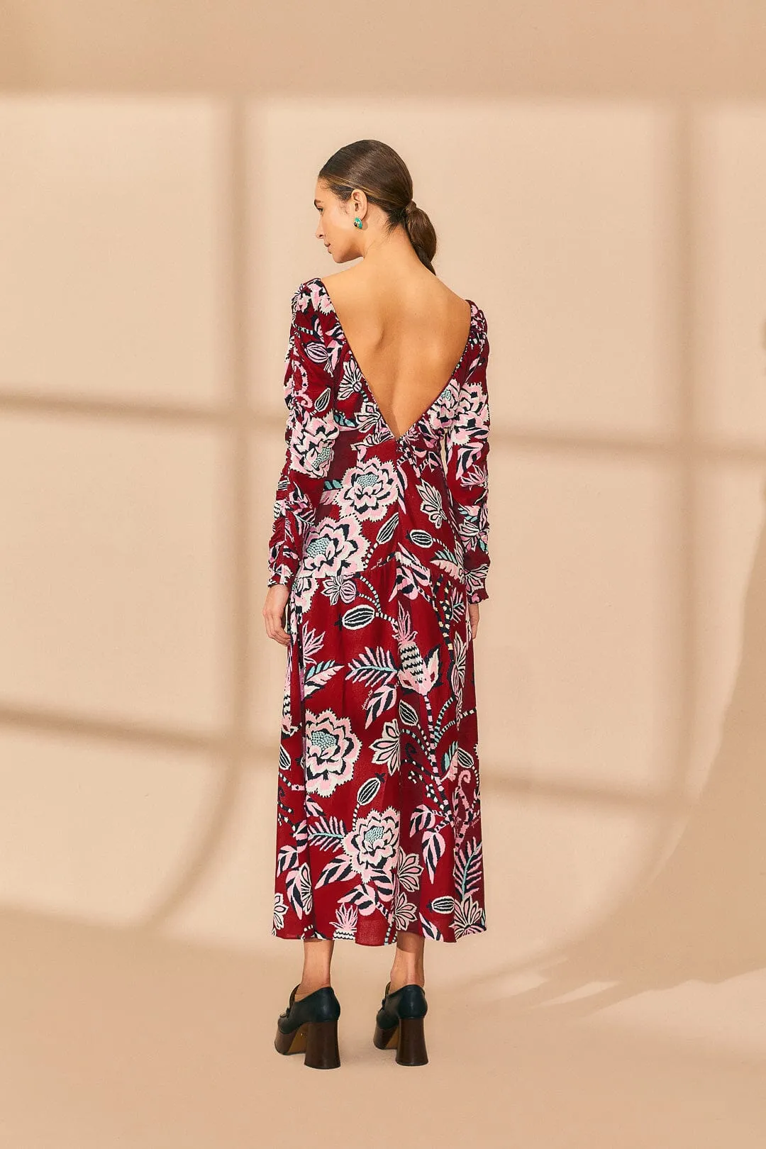 Burgundy Pineapple Inspiration V Neck Maxi Dress sold by FARM Rio product image thumbnail 4