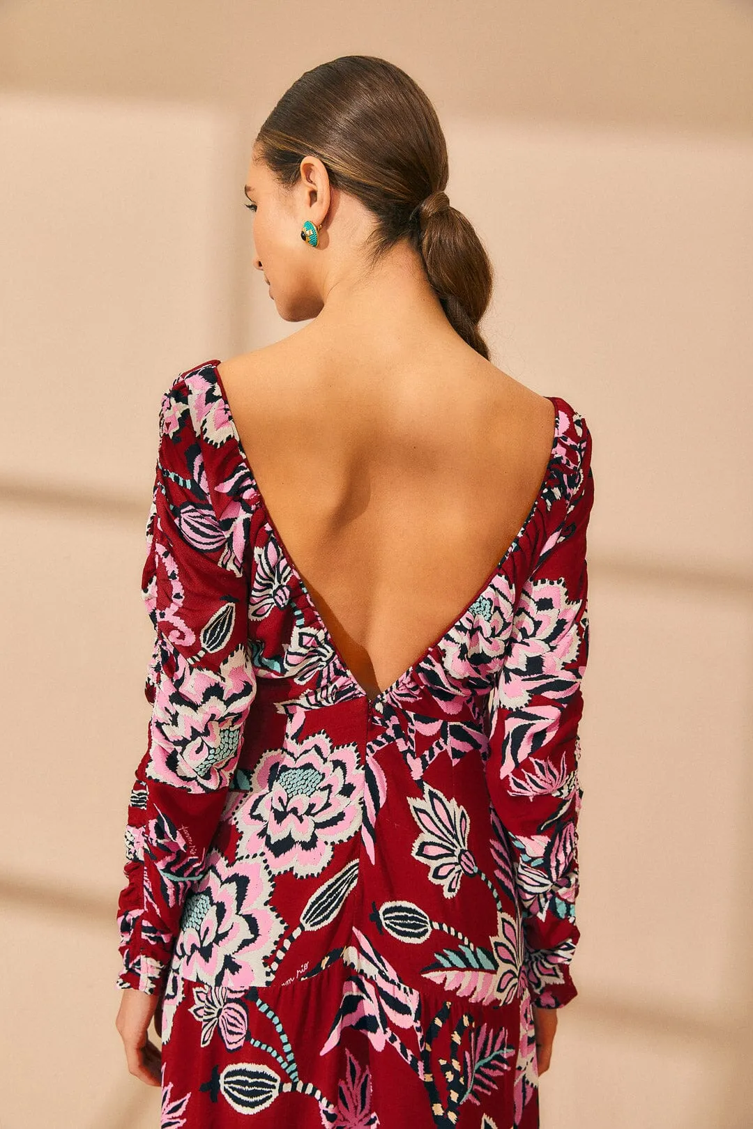 Burgundy Pineapple Inspiration V Neck Maxi Dress sold by FARM Rio product image thumbnail 5