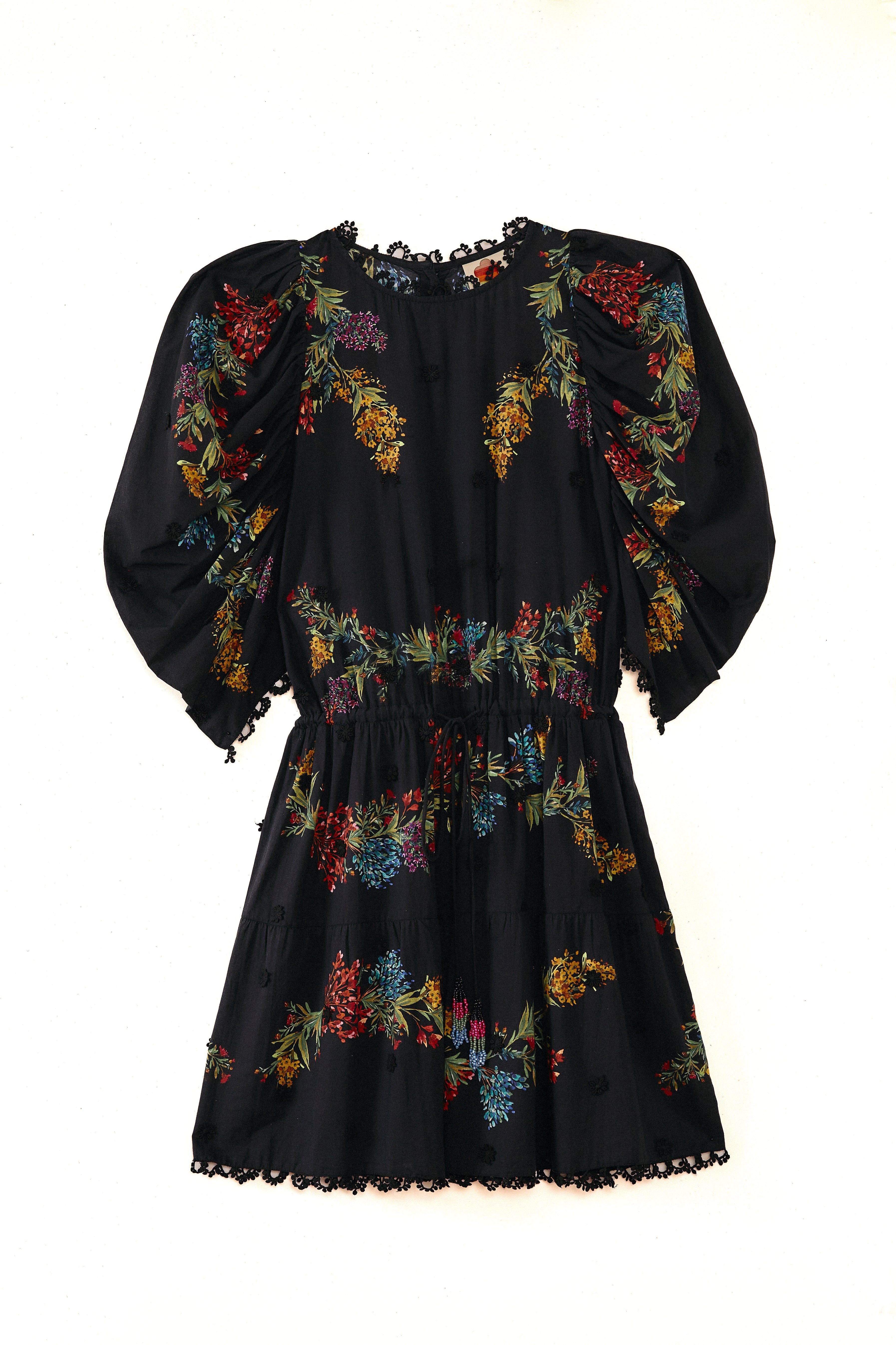 Black Louise Floral Mini Dress sold by FARM Rio product image thumbnail 5