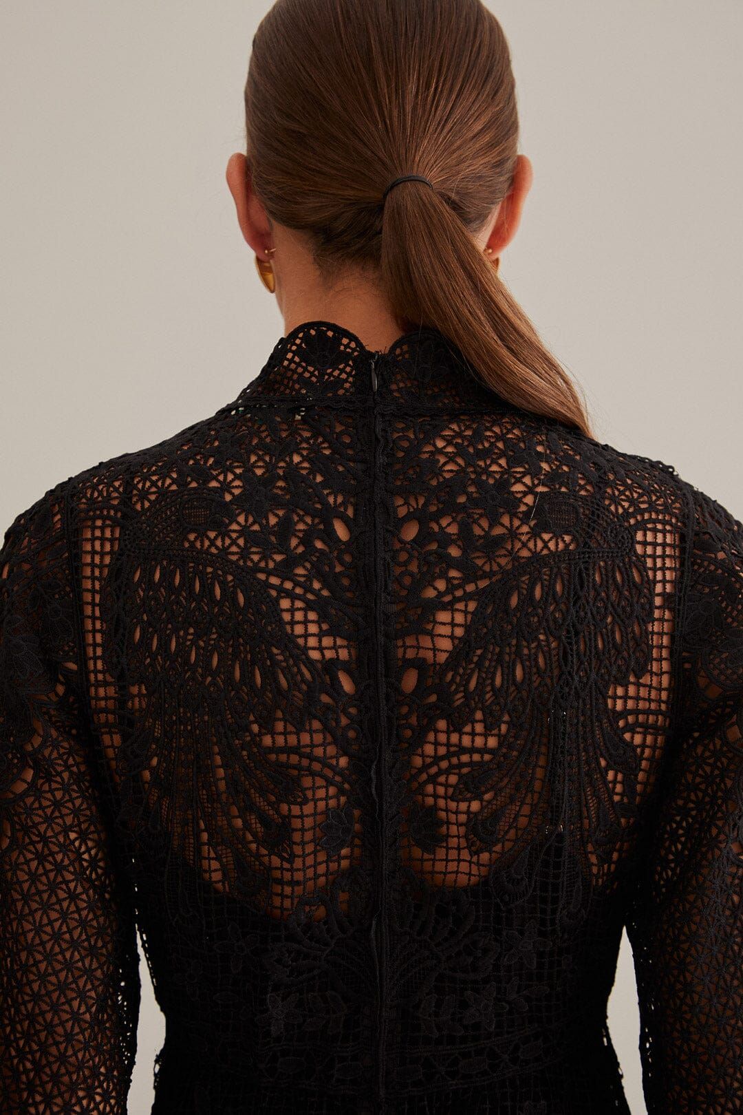 Black Guipure Long Sleeve Maxi Dress sold by FARM Rio product image thumbnail 5