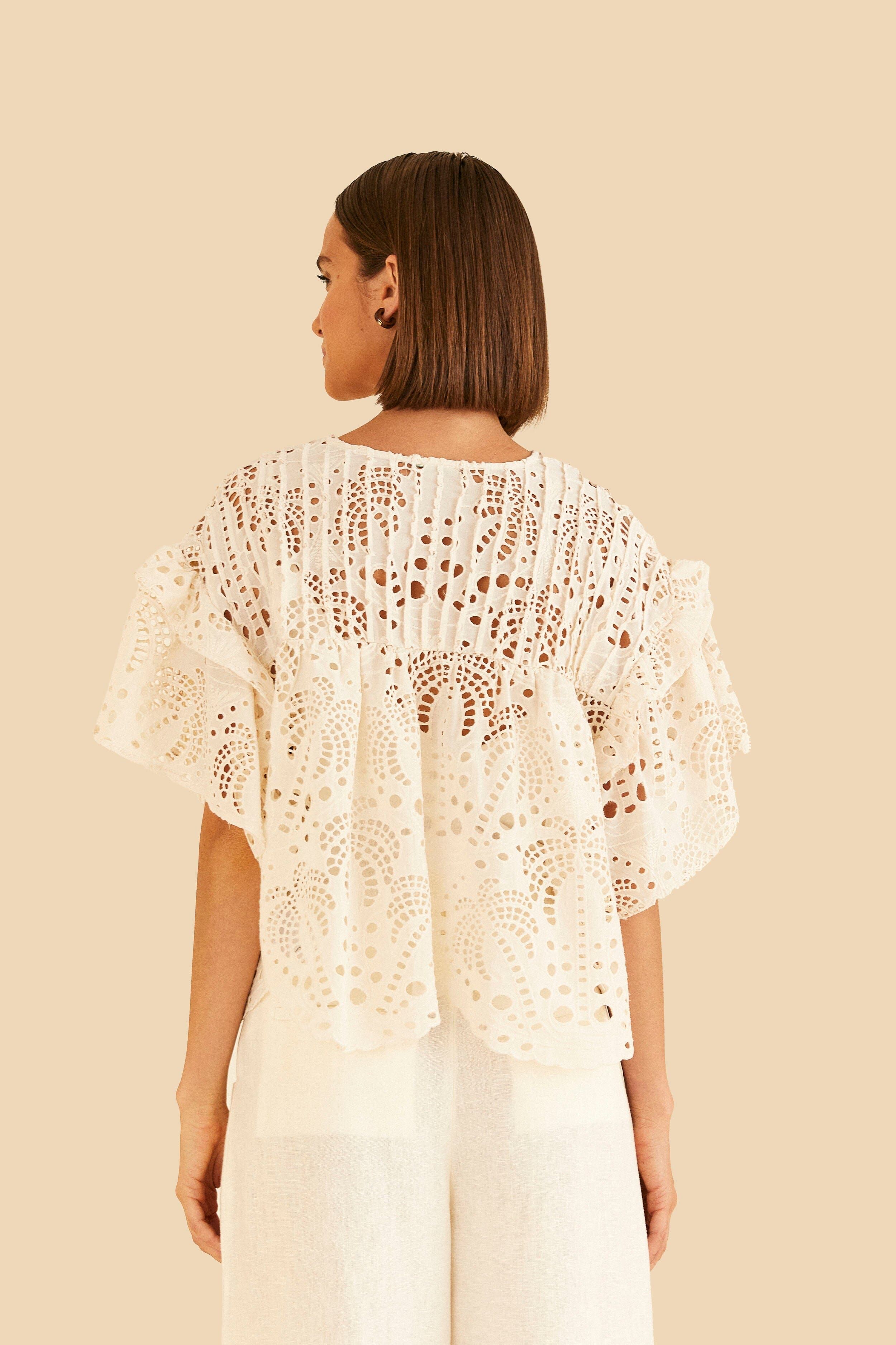 Off-White Palm Tree Richilier Blouse sold by FARM Rio product image thumbnail 4
