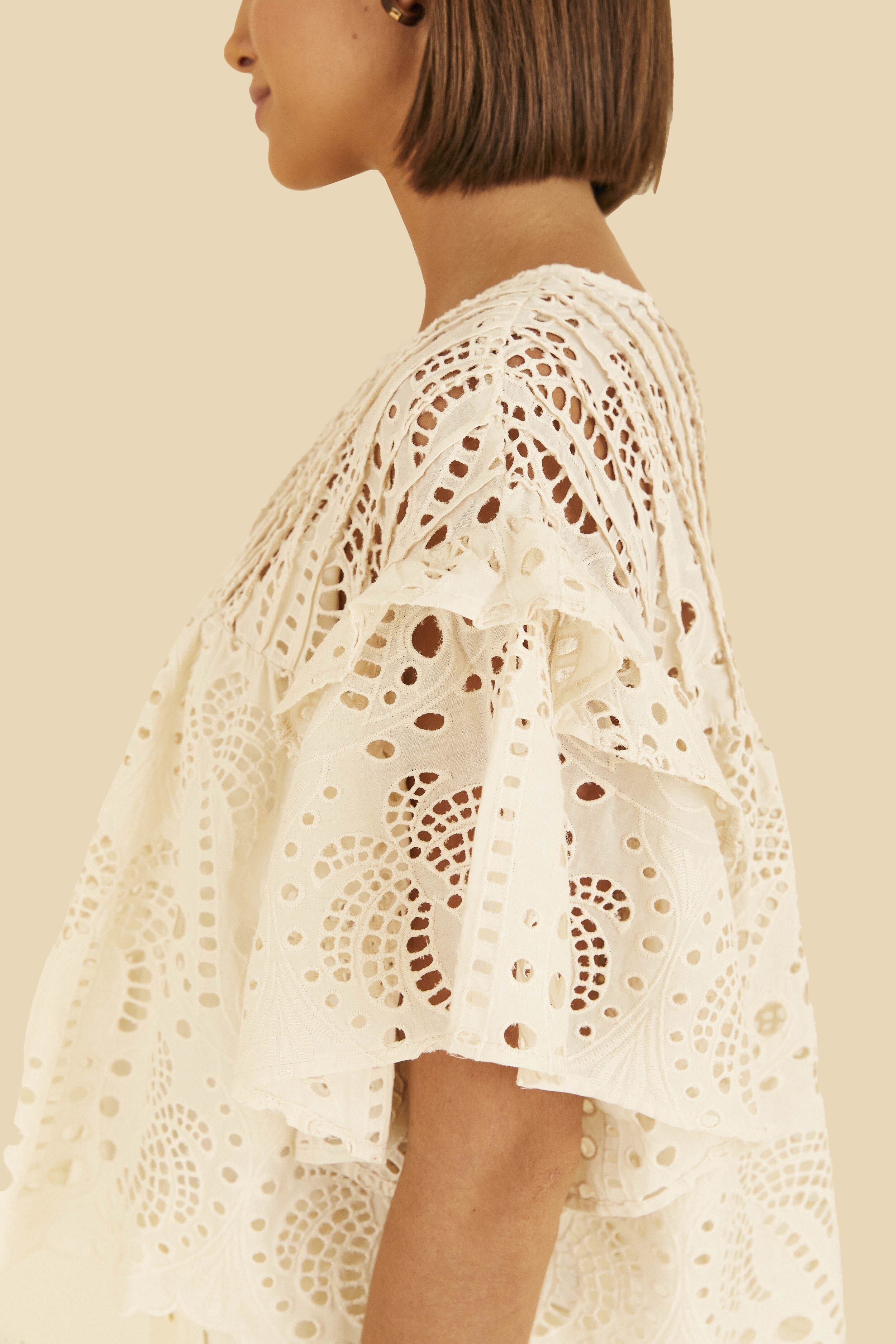 Off-White Palm Tree Richilier Blouse sold by FARM Rio product image thumbnail 3