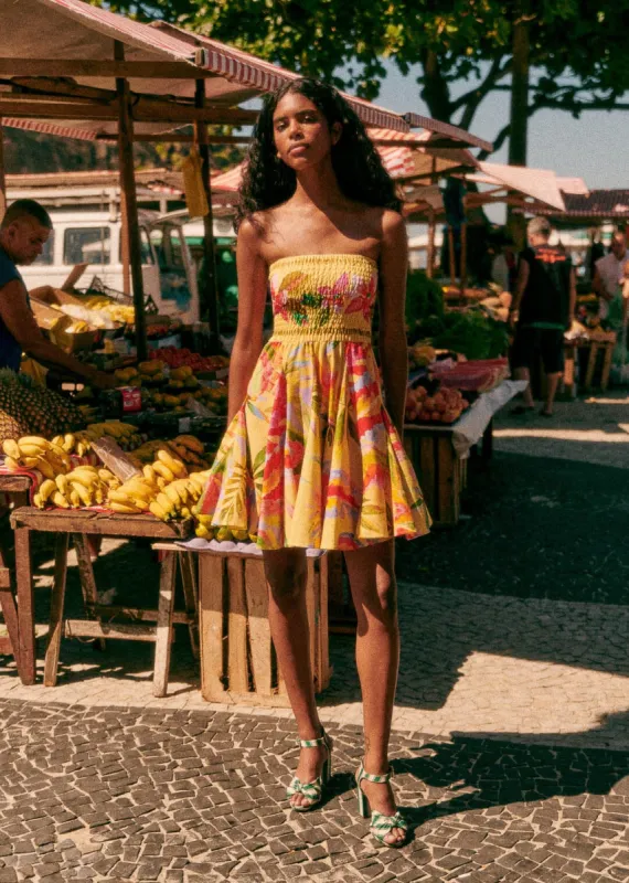 Summer Forest Yellow Olinda Short Dress sold by FARM Rio