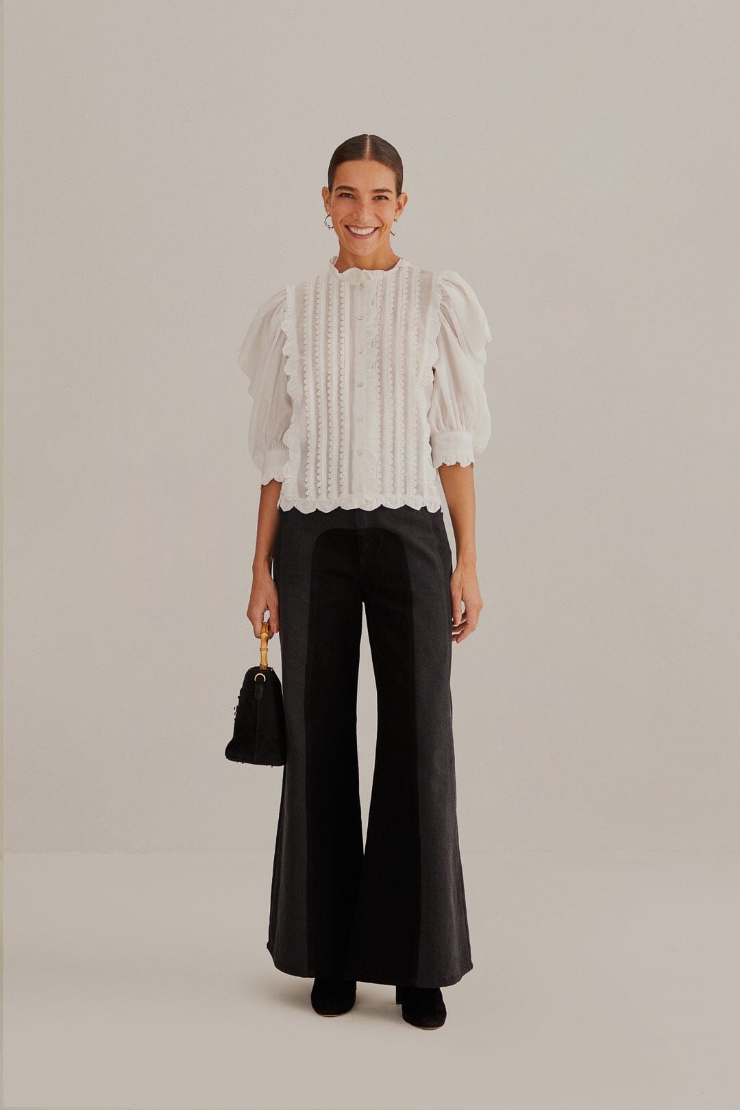 Off-White Short Sleeve Pleated Blouse sold by FARM Rio product image thumbnail 2