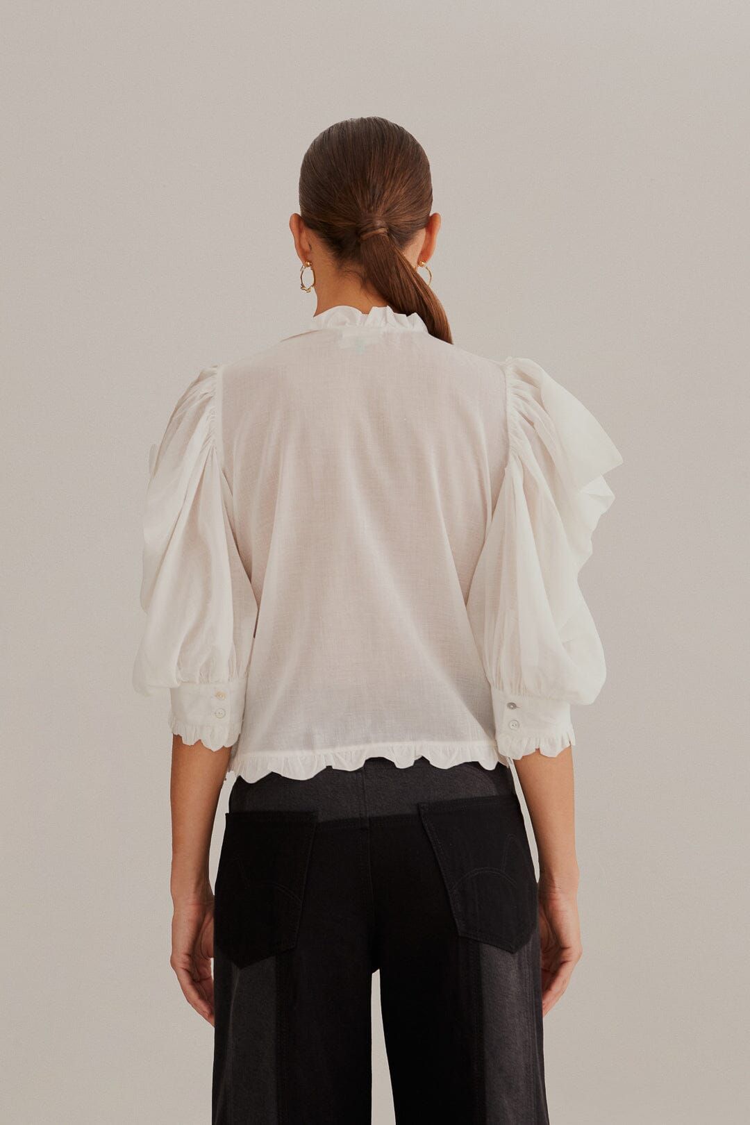 Off-White Short Sleeve Pleated Blouse sold by FARM Rio product image thumbnail 4