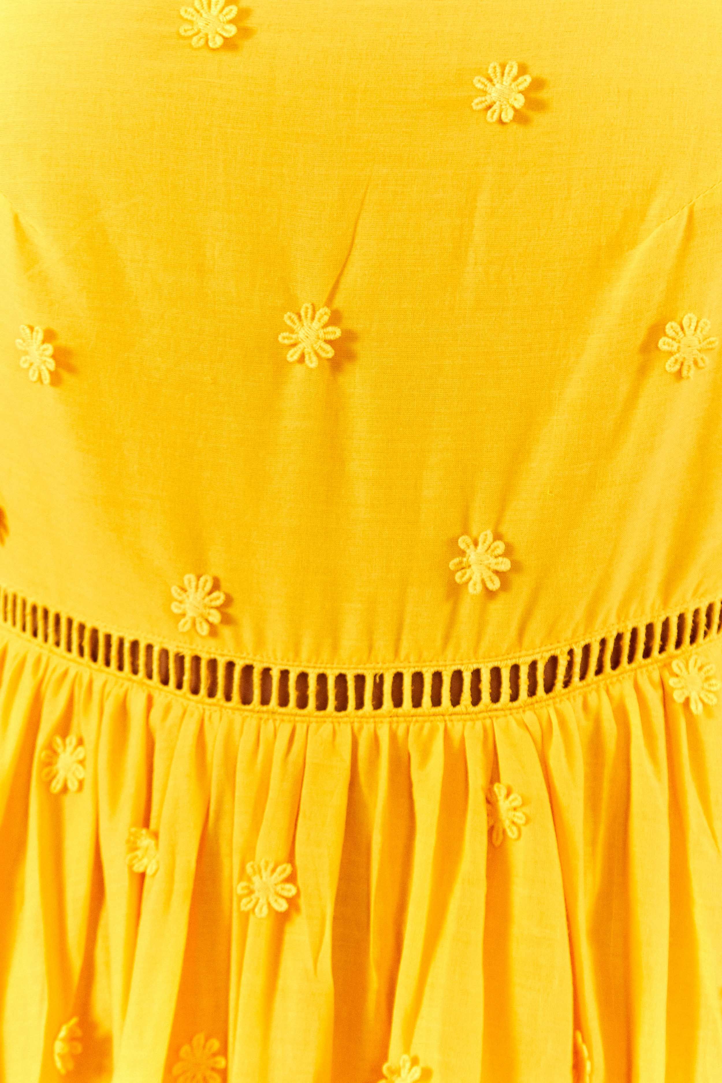 YELLOW 3D FLOWERS MIDI DRESS sold by FARM Rio product image thumbnail 5
