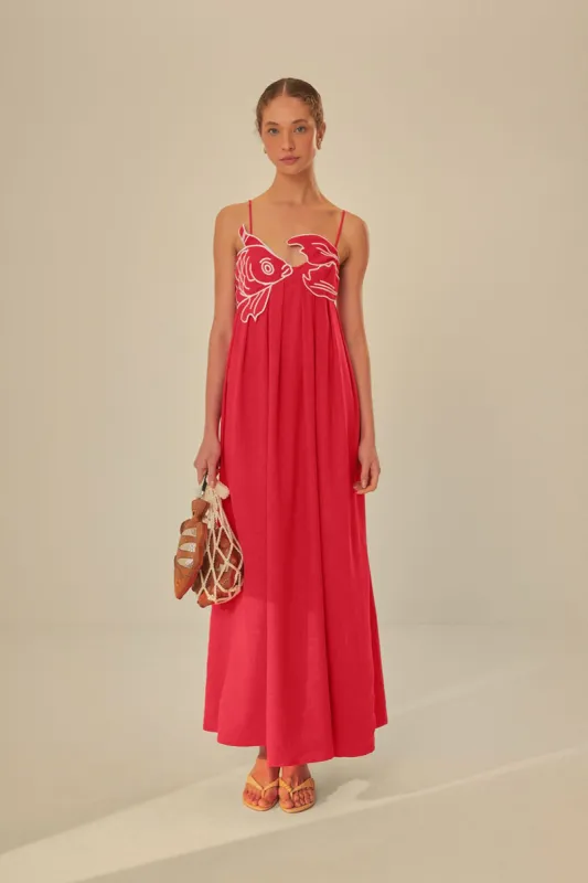 Red Fish Top Maxi Dress sold by FARM Rio