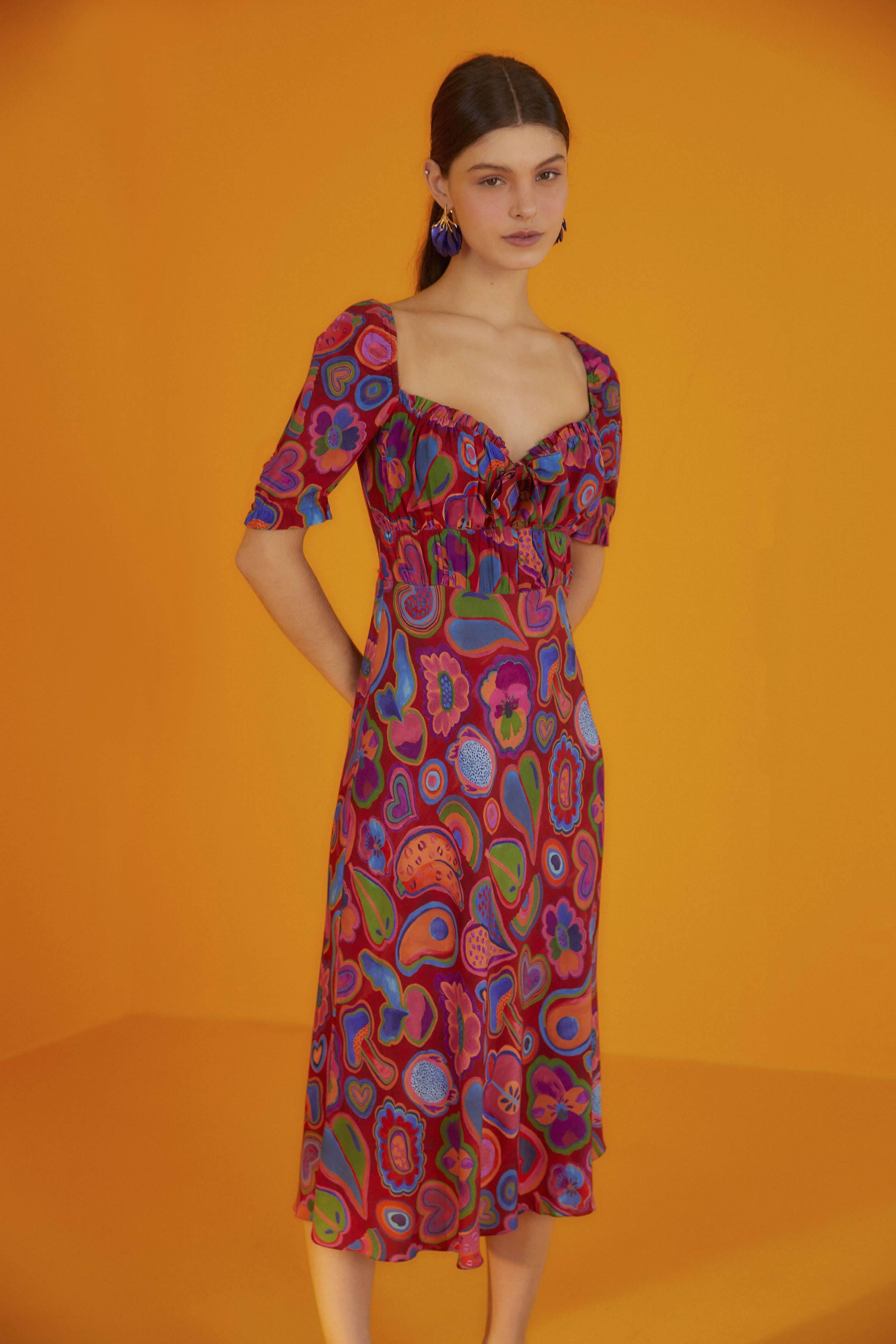 Red Lisa Midi Dress sold by FARM Rio