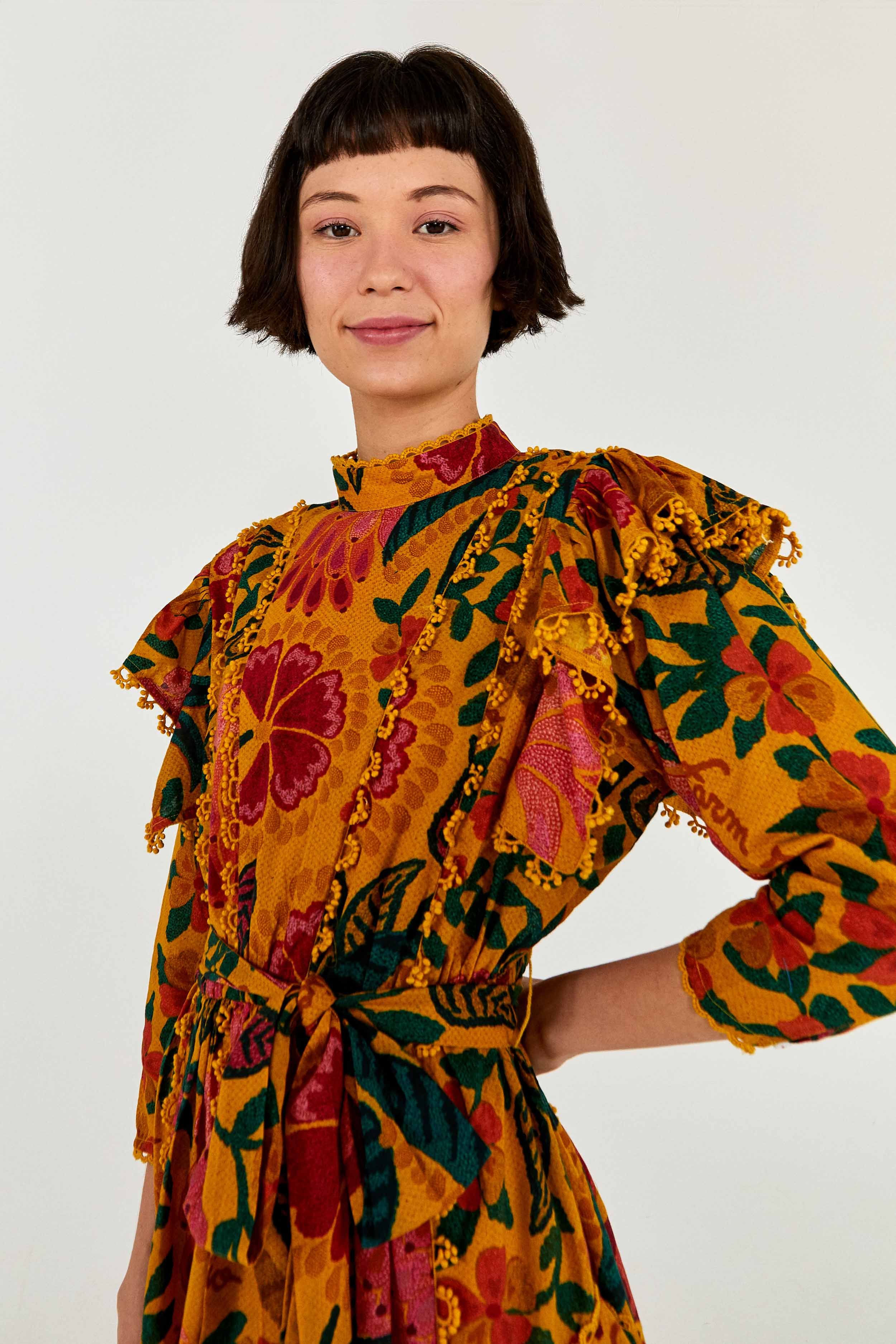 YELLOW FLOWERDOSCOPIC MINI DRESS sold by FARM Rio product image thumbnail 3