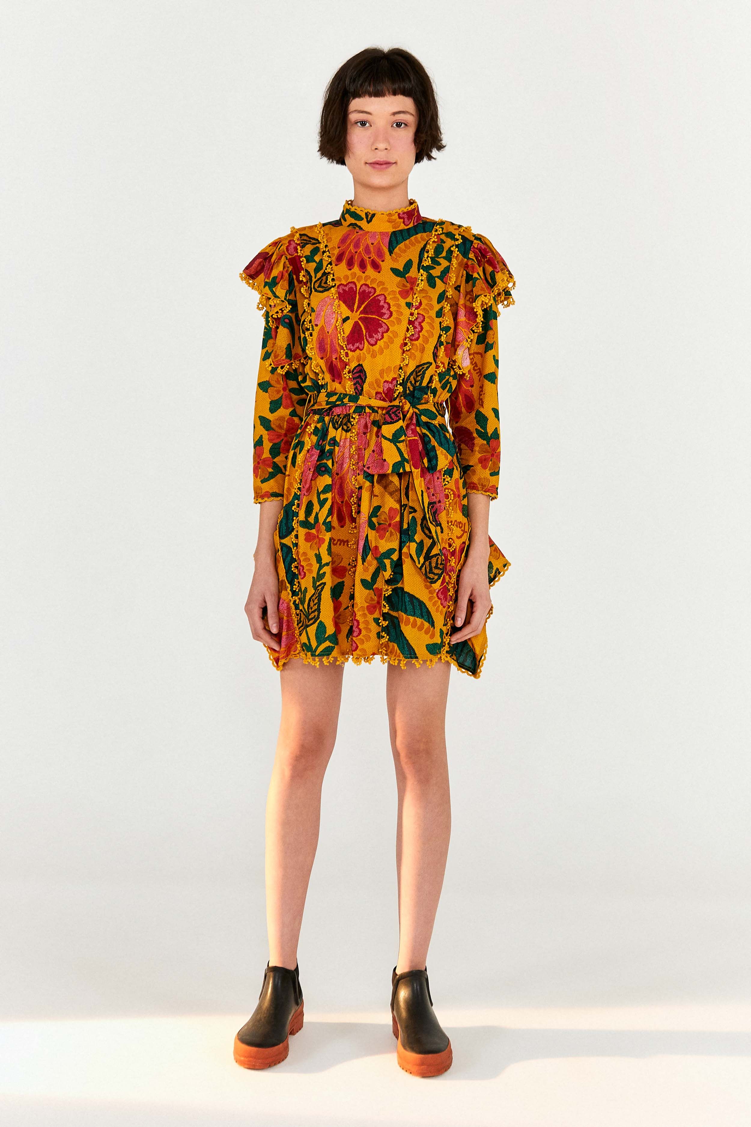 YELLOW FLOWERDOSCOPIC MINI DRESS sold by FARM Rio product image thumbnail 2