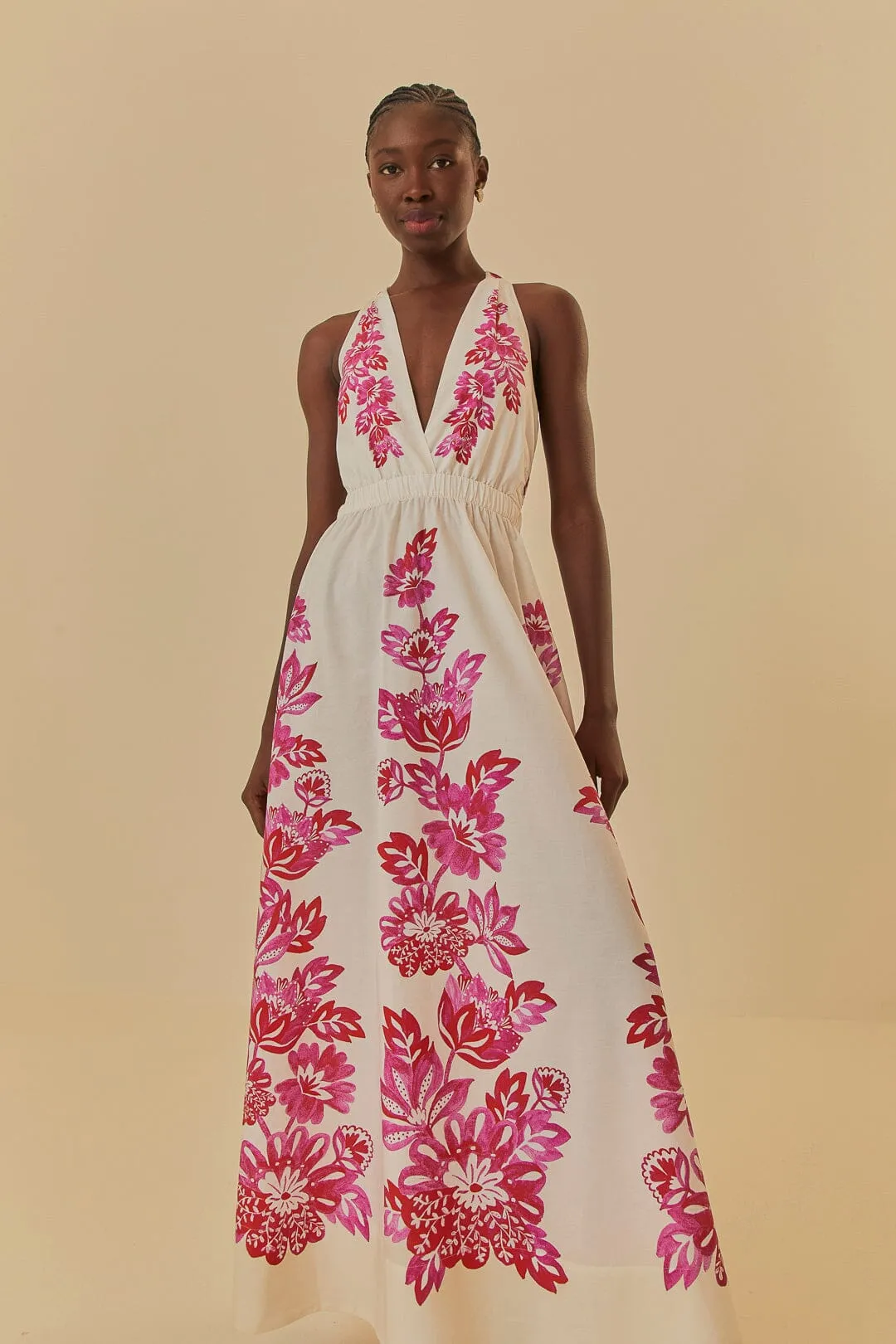 Off-White Flowerful Birds Maxi Dress sold by FARM Rio product image thumbnail 2