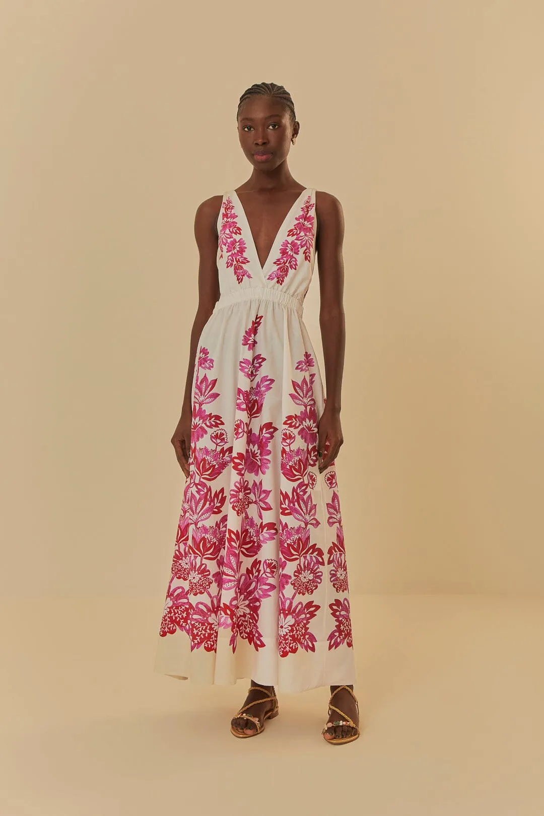 Off-White Flowerful Birds Maxi Dress sold by FARM Rio