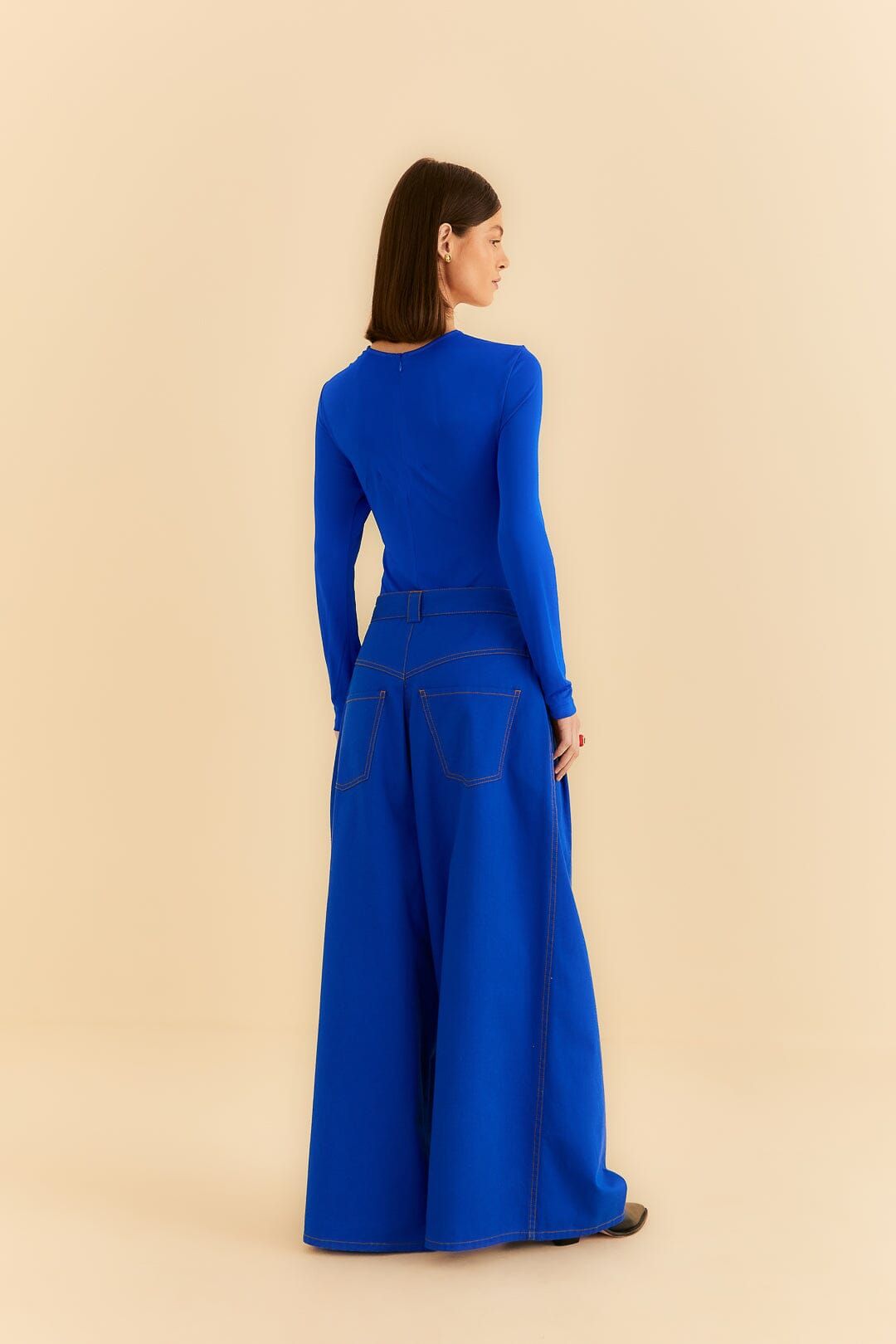 Blue Canvas Maxi Pleated Pants sold by FARM Rio product image thumbnail 4
