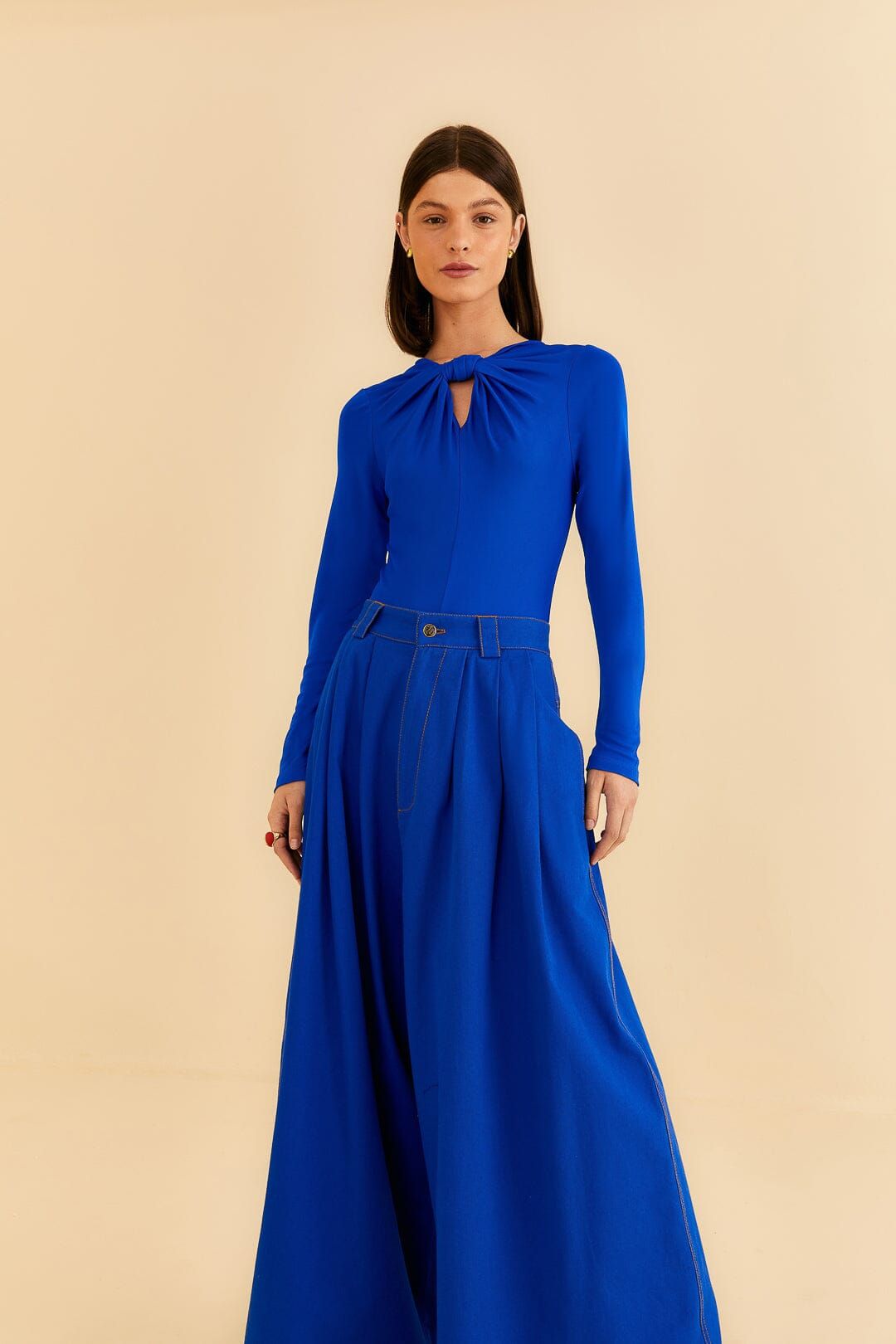 Blue Canvas Maxi Pleated Pants sold by FARM Rio product image thumbnail 2