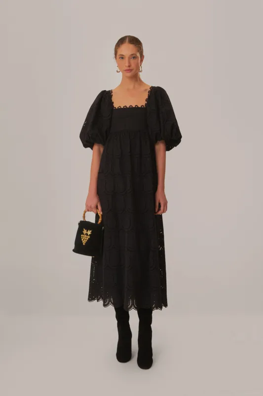 Black Pineapple Eyelet Maxi Dress sold by FARM Rio