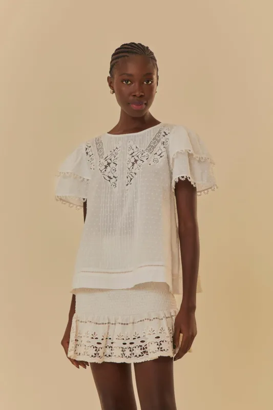 Off-White Ruffle Blouse sold by FARM Rio