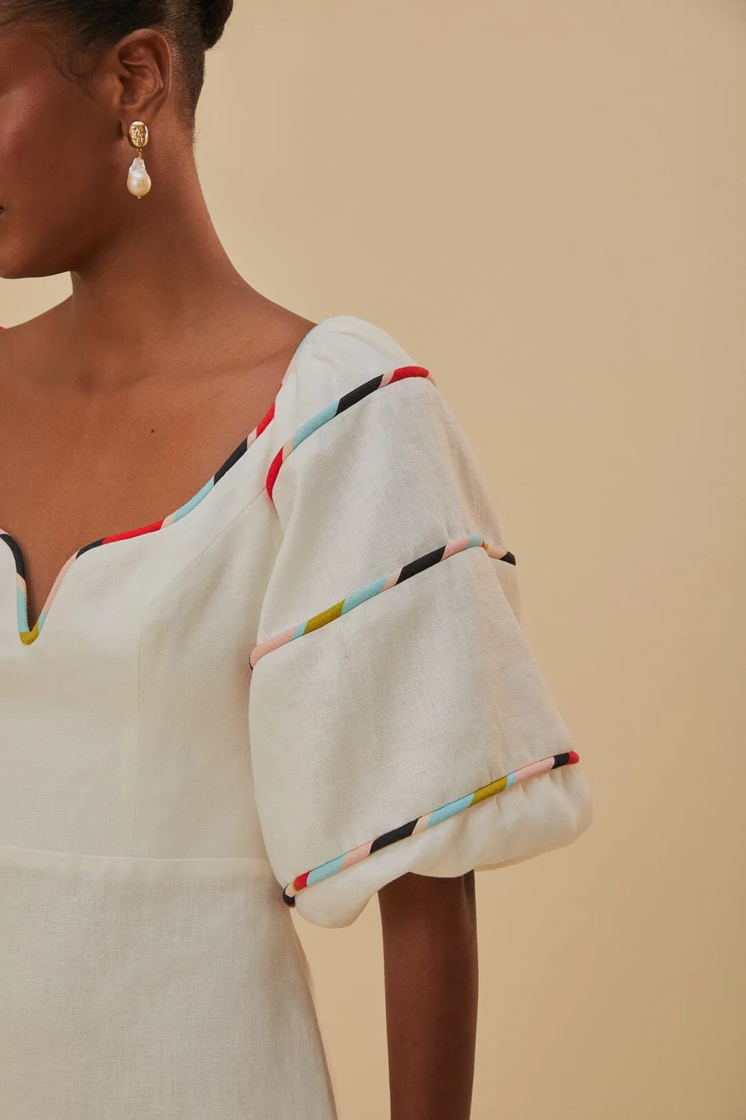 White Colorful Stripes Euroflax™ Mini Dress sold by FARM Rio product image thumbnail 3