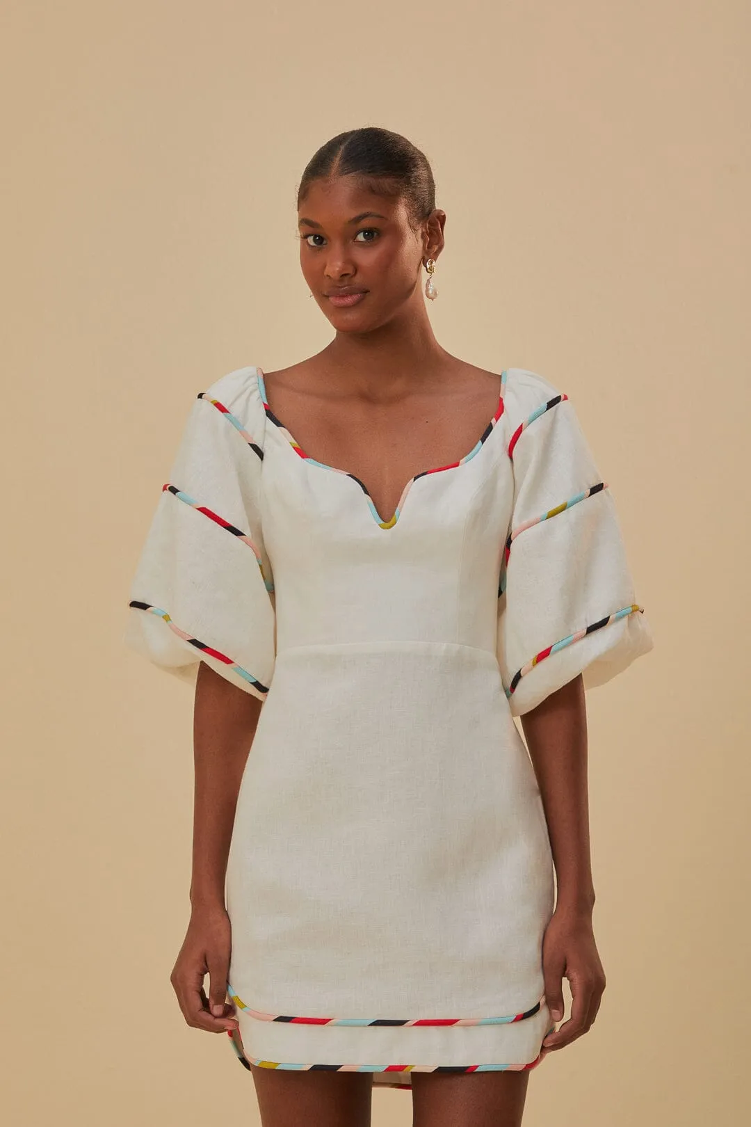 White Colorful Stripes Euroflax™ Mini Dress sold by FARM Rio product image thumbnail 2