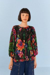 Black Blooming Garden Blouse sold by FARM Rio