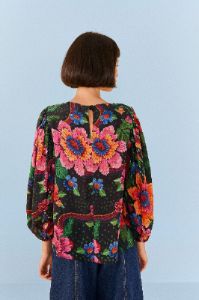 Black Blooming Garden Blouse sold by FARM Rio
