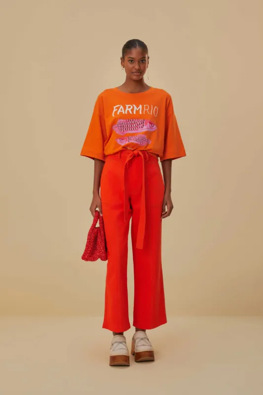 Red Wide Pants sold by FARM Rio