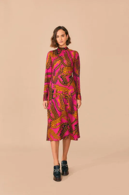 Pink Croco Lenzing™ Ecovero™ Viscose Slit Midi Dress sold by FARM Rio