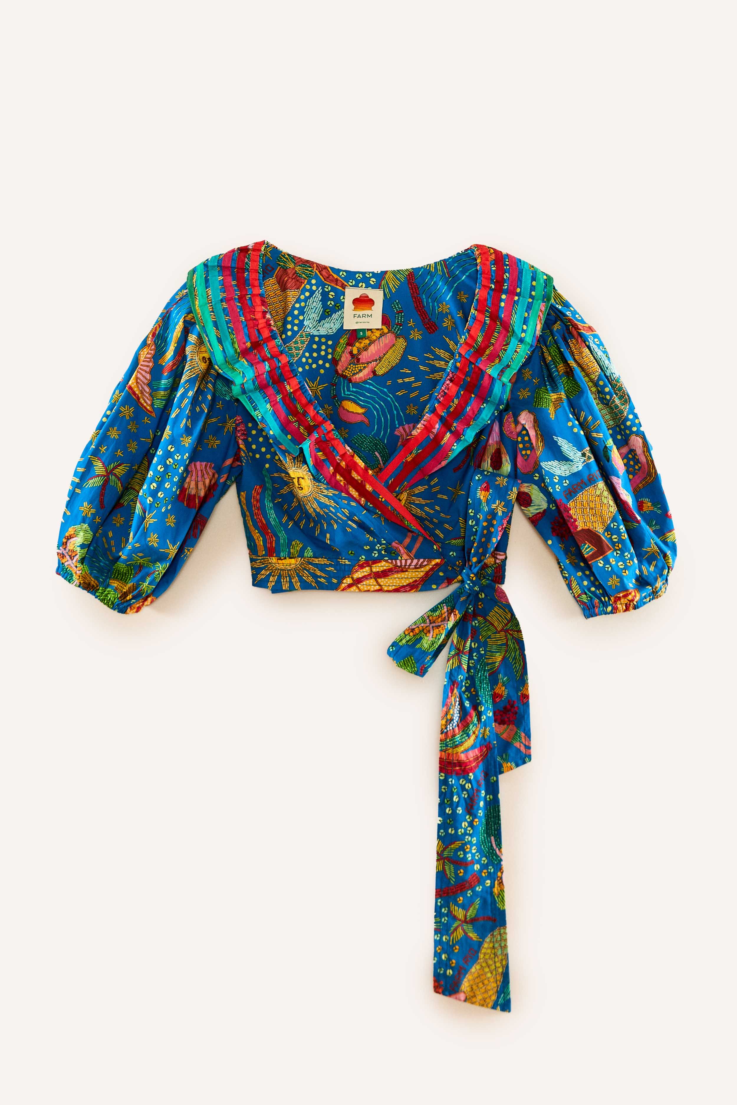 Blue Ocean Stories Wrap Blouse sold by FARM Rio product image thumbnail 6