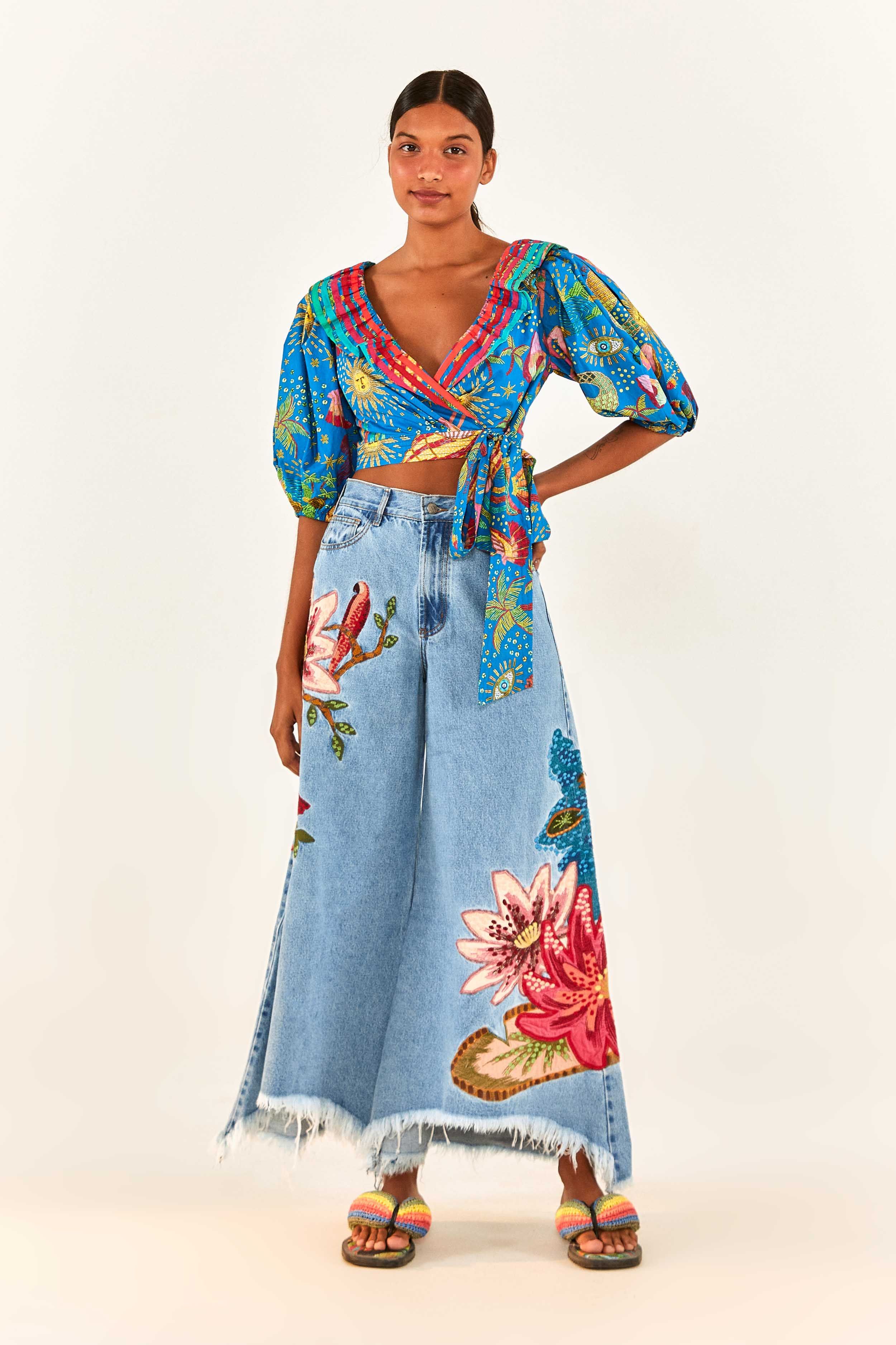 Blue Ocean Stories Wrap Blouse sold by FARM Rio product image thumbnail 4