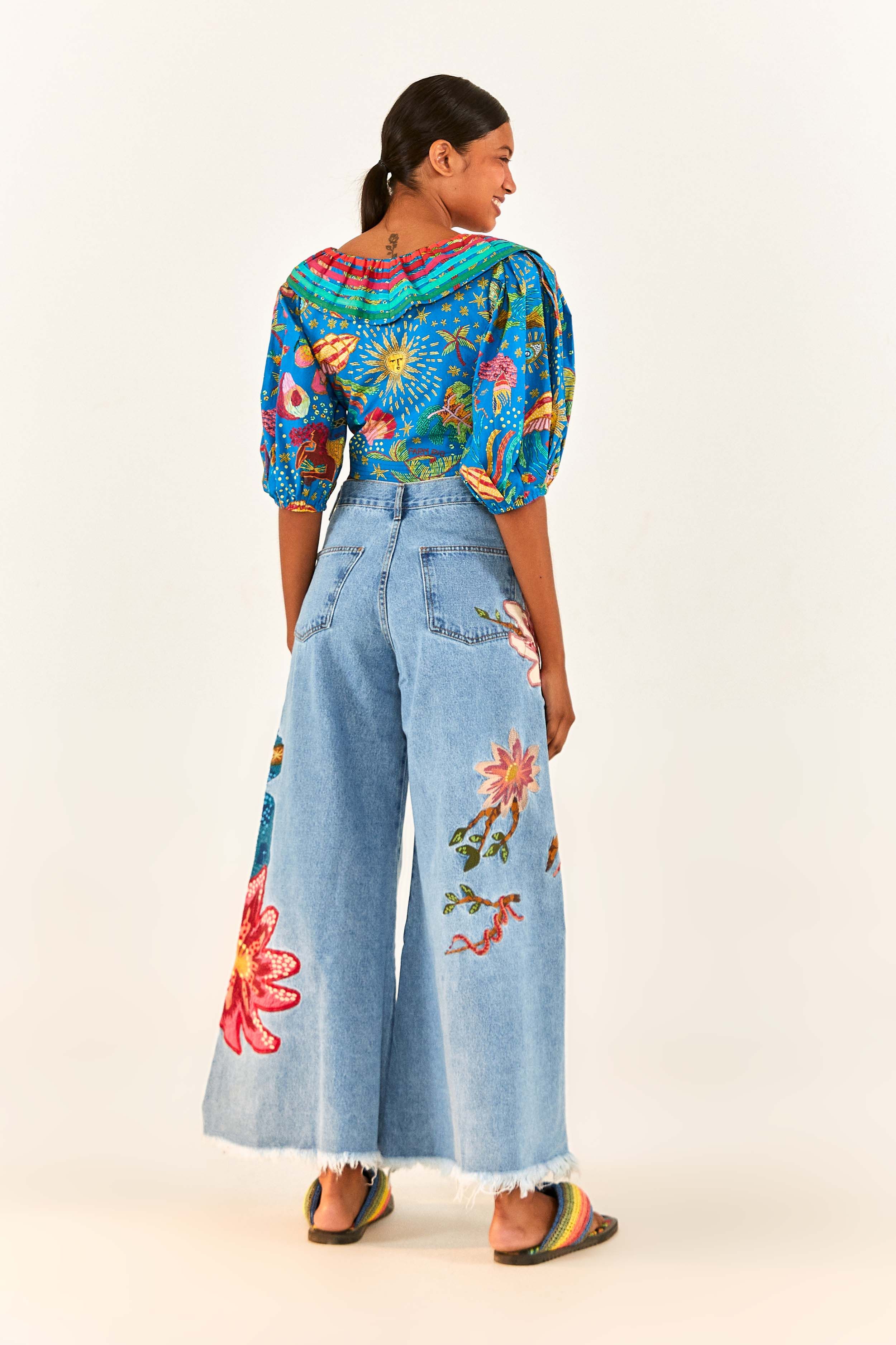 Blue Ocean Stories Wrap Blouse sold by FARM Rio product image thumbnail 2