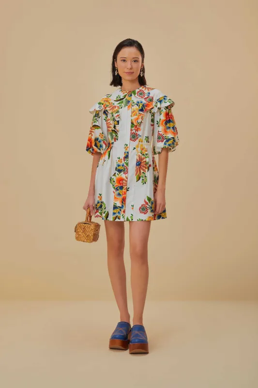 Off-White Delicate Garden Organic Cotton Mini Dress sold by FARM Rio