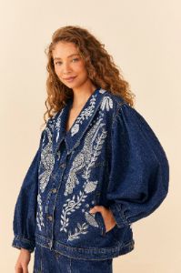 Jungle Flow Embroidered Denim Jacket sold by FARM Rio