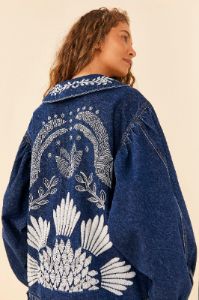 Jungle Flow Embroidered Denim Jacket sold by FARM Rio