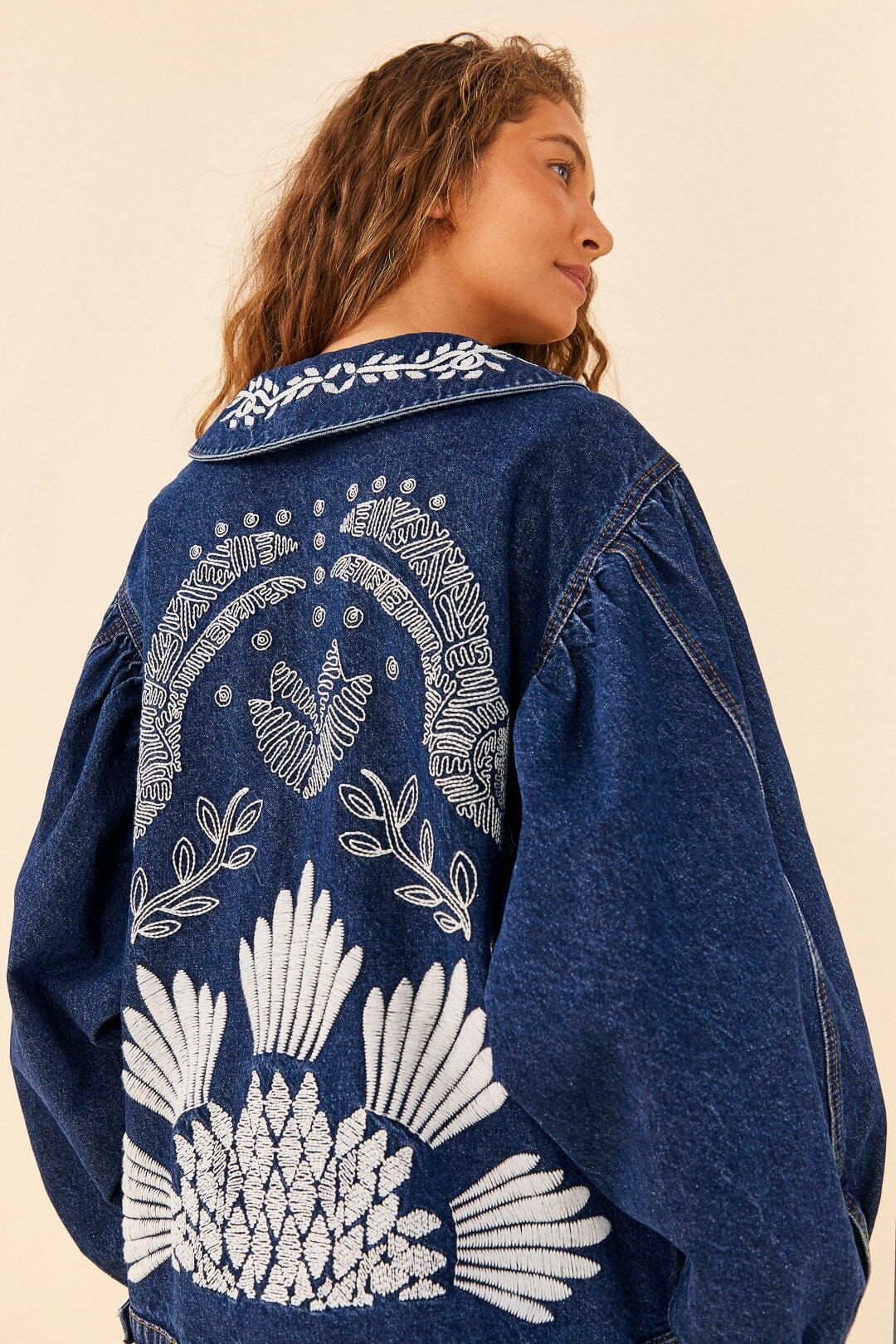 Jungle Flow Embroidered Denim Jacket sold by FARM Rio product image thumbnail 3