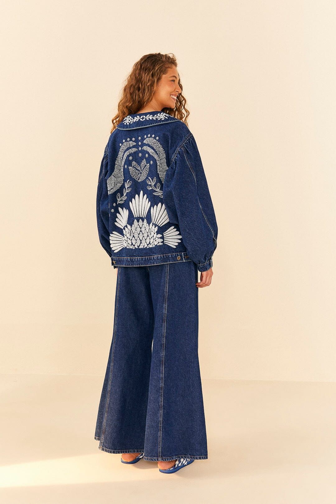 Jungle Flow Embroidered Denim Jacket sold by FARM Rio product image thumbnail 4
