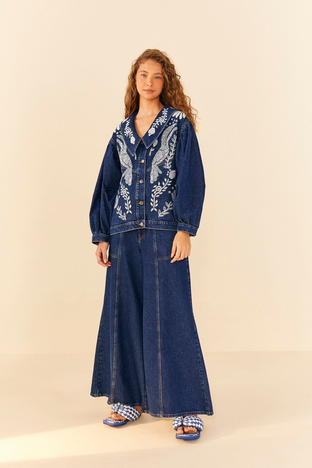 Jungle Flow Embroidered Denim Jacket sold by FARM Rio product image thumbnail 2