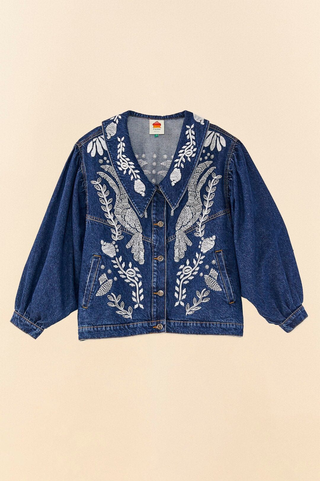 Jungle Flow Embroidered Denim Jacket sold by FARM Rio product image thumbnail 6