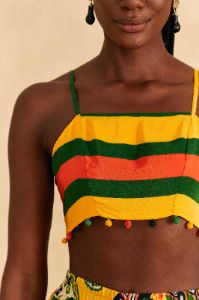 Yellow, Green & Red Striped Crop Top sold by FARM Rio