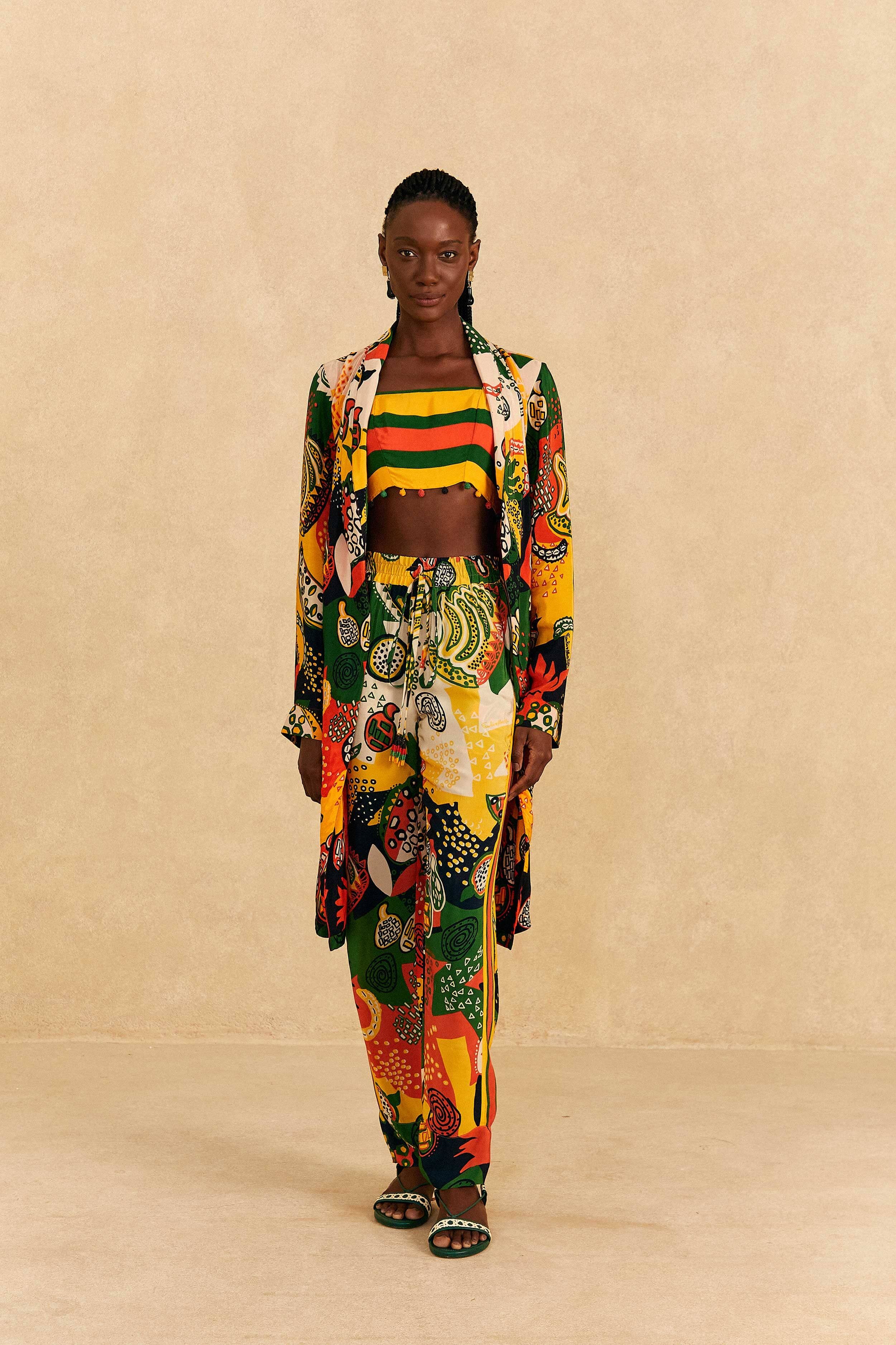 Yellow, Green & Red Striped Crop Top sold by FARM Rio product image thumbnail 2