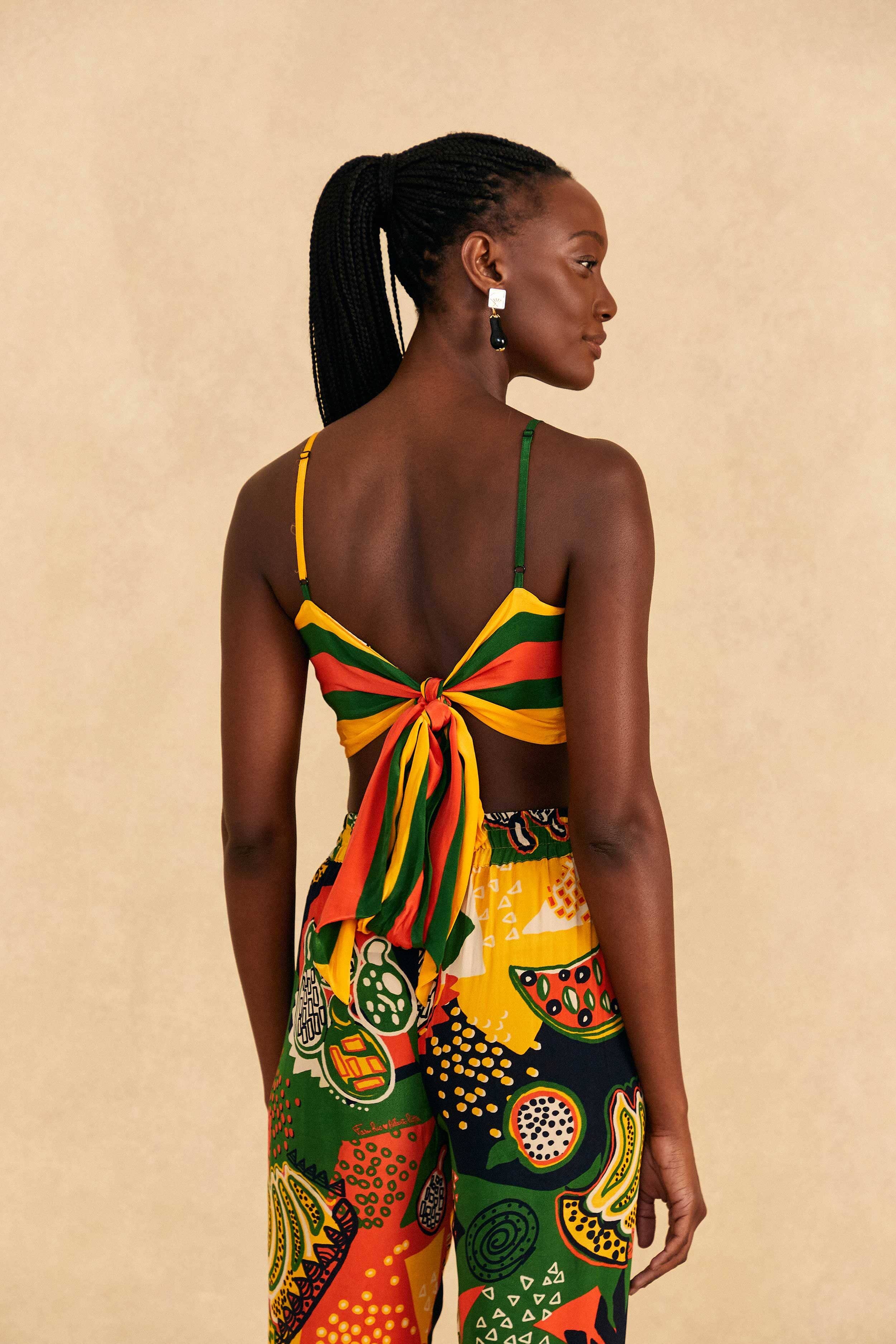 Yellow, Green & Red Striped Crop Top sold by FARM Rio product image thumbnail 4