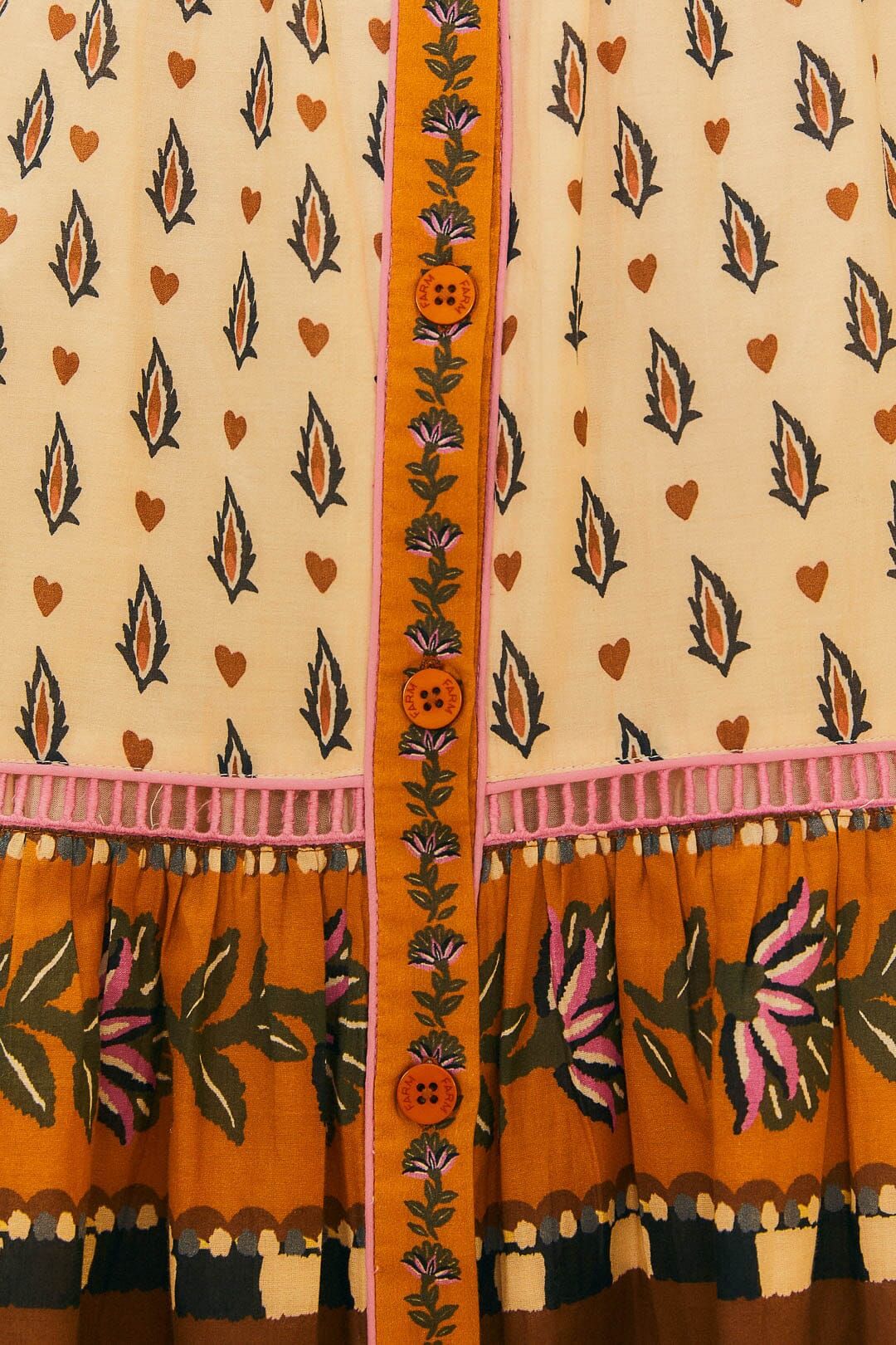 Beige Ainika Floral V Neck Midi Dress sold by FARM Rio product image thumbnail 4