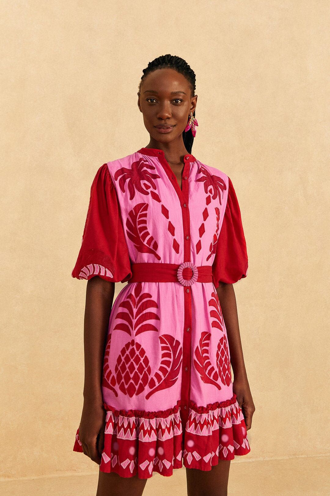 Red Jungle Scarf Cutwork Mini Dress sold by FARM Rio