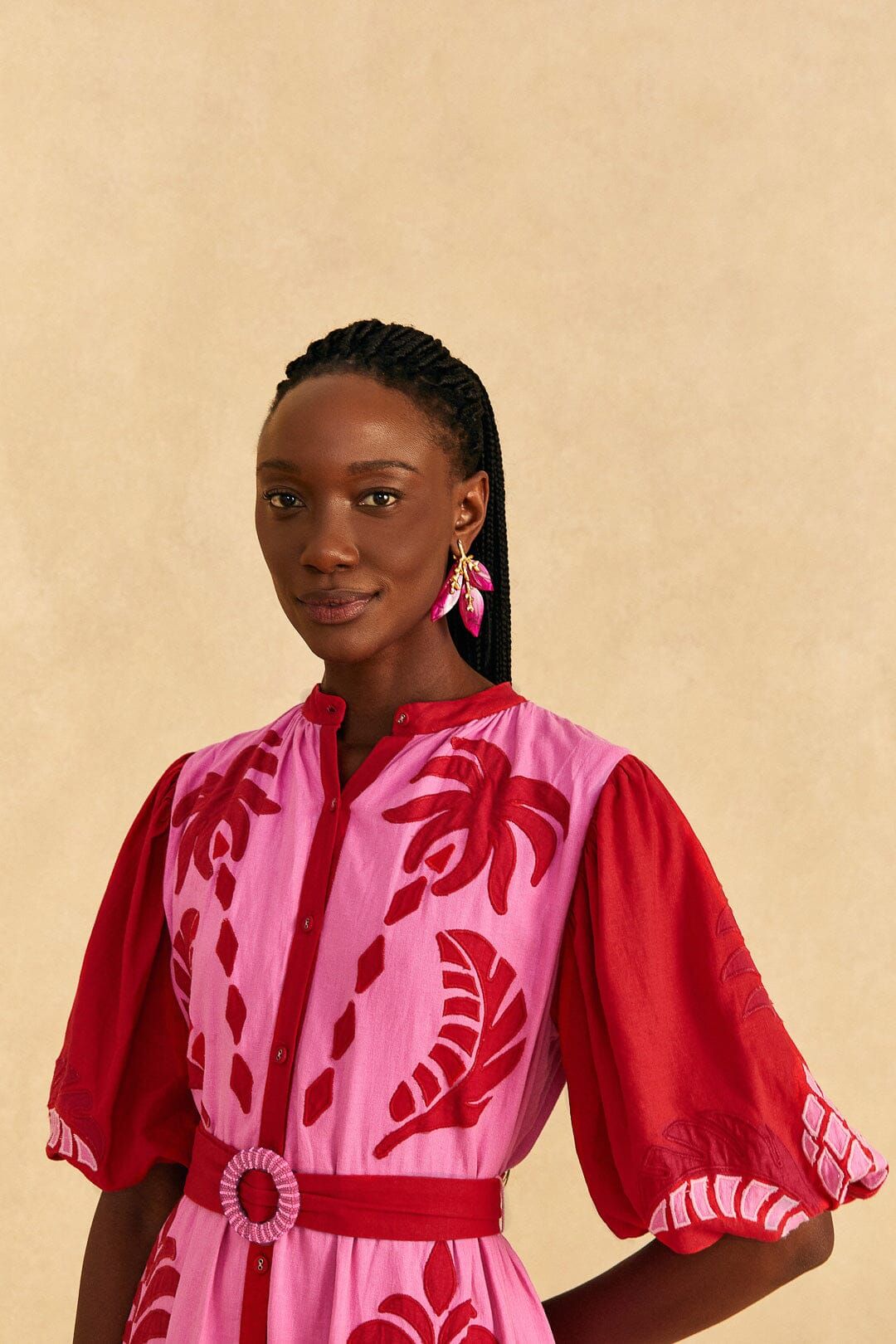 Red Jungle Scarf Cutwork Mini Dress sold by FARM Rio product image thumbnail 3