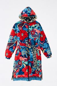 Black Graphic Floral Reversible Puffer Jacket sold by FARM Rio