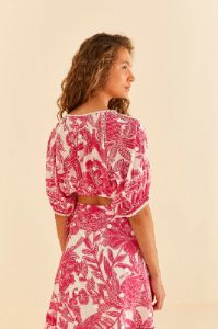 Pink Tropical Woodcut Crop Top sold by FARM Rio