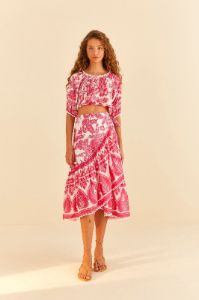 Pink Tropical Woodcut Crop Top sold by FARM Rio